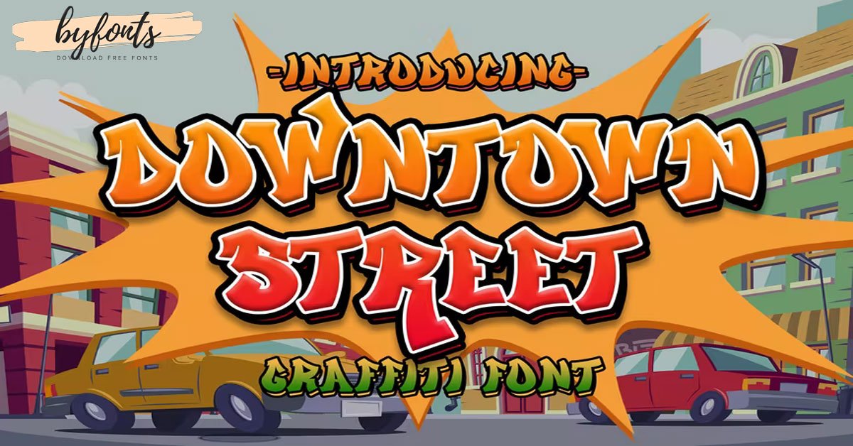 Downtown Street - Graffiti Font Bold Bursh premium free Font