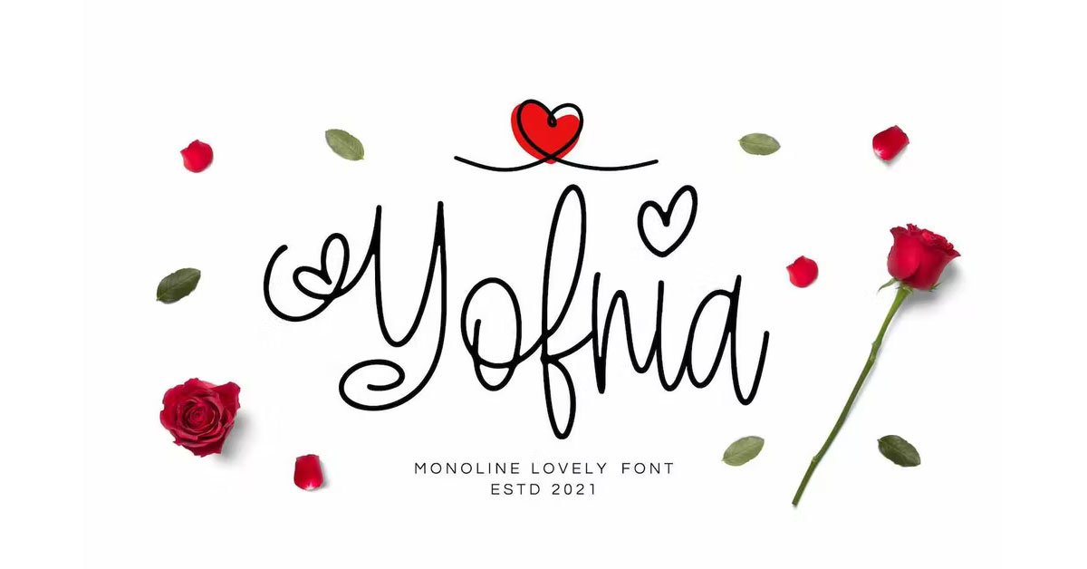 Yofnia Happy, lettering, love, romantic Download premium free Font