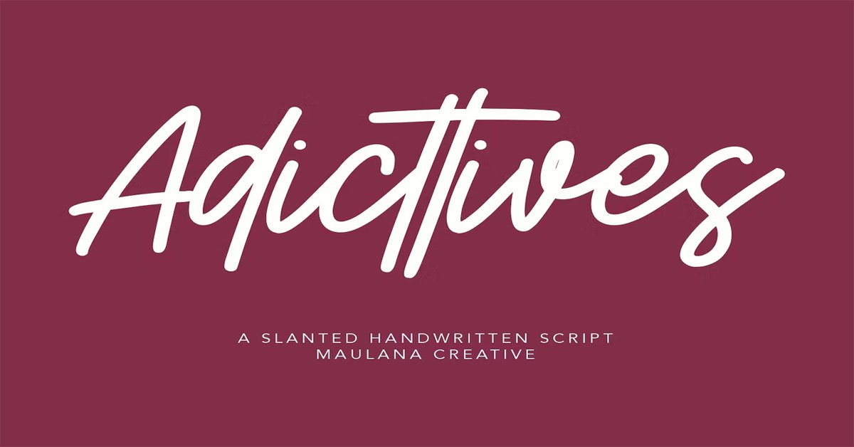 Adictives Slanted Handwritten Premium Font