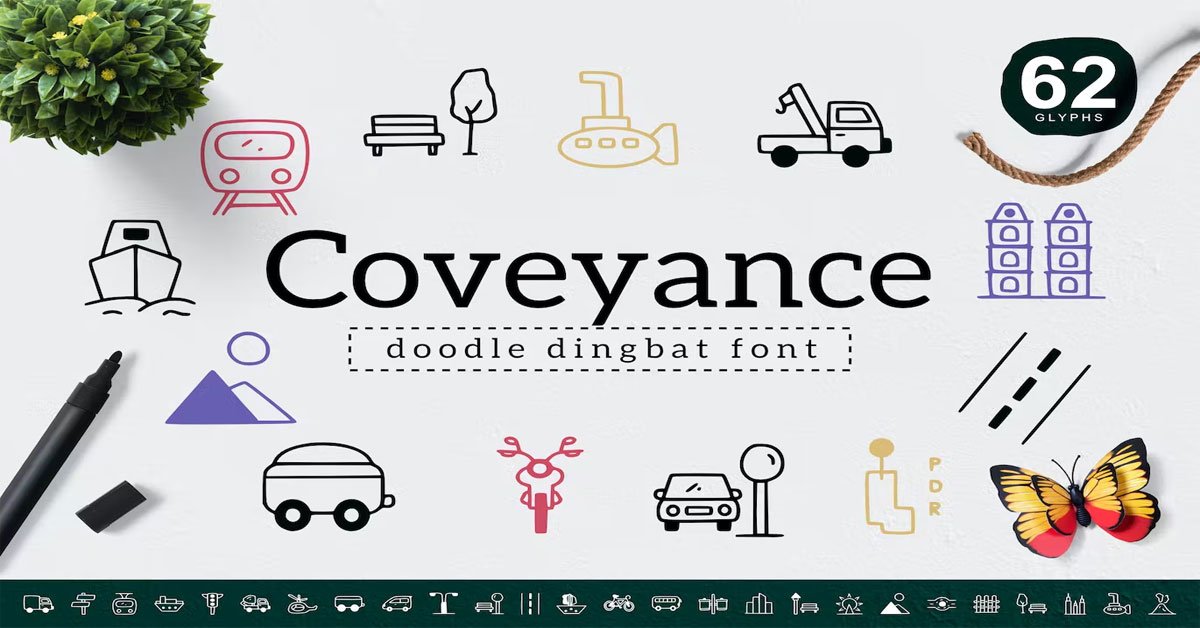 Conveyance Doodle Dingbat Premium Font