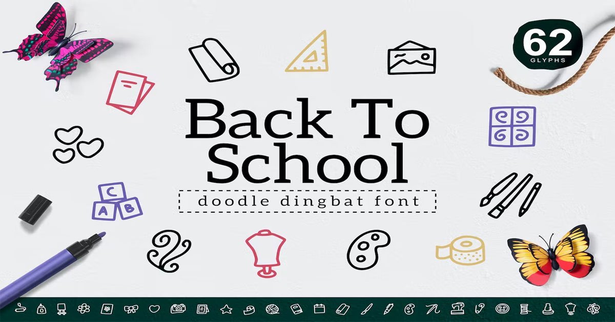 Back To School Dingbat Flyer Premium Font