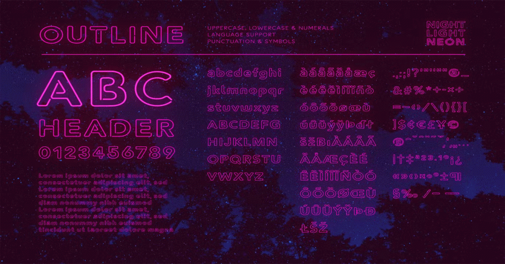 Retro Outline Neon Premium Font 
