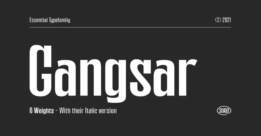 Gangsar Font Condensed Type family Premium Free Font