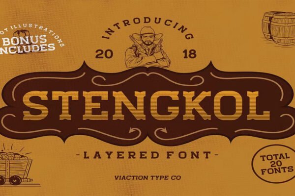 Stengkol Layered Logotype Cute Premium Free Font