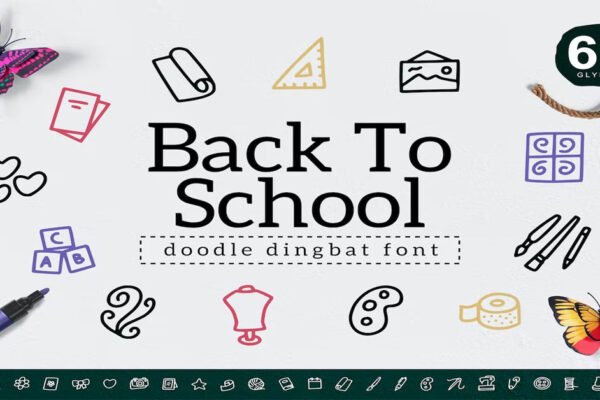 Back To School Dingbat Flyer Premium Font