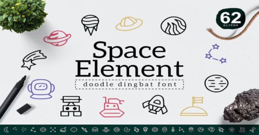 Space Element Doodle Dingbat Premium Font