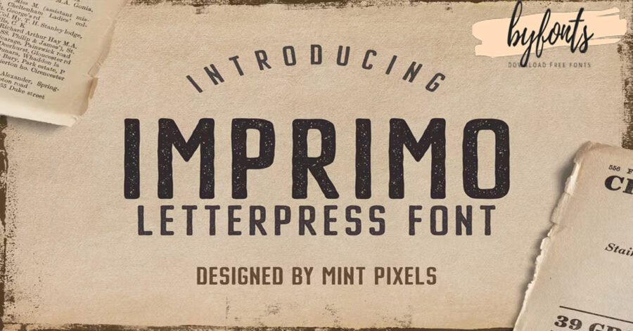 Imprimo Letterpress Stylish Texture Premium Free Font